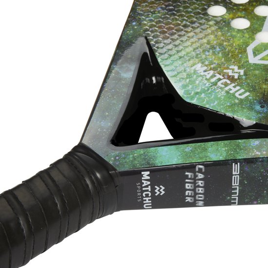 Matchu Sports - Padel Racket - Bear - Padel - Padelrackets - Rond - Carbon - Groen - Inclusief padel tas - padeltas