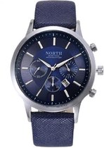 North - heren horloge - blauw - 45 mm - I-deLuxe verpakking