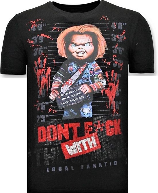 Stoere T-shirt Heren - Bloody Chucky Print - Zwart