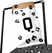 Opbergzak kinderkamer leopard met voorletter Q-Paperbag speelgoed-60x30cm