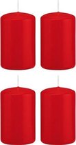 4x Rode cilinderkaarsen/stompkaarsen 5 x 8 cm 18 branduren - Geurloze kaarsen - Woondecoraties
