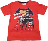 DC Batman vs Superman - T-shirt - Model "Battle Of The World's Finest" - Rood - 140 cm - 10 jaar - 100% Katoen