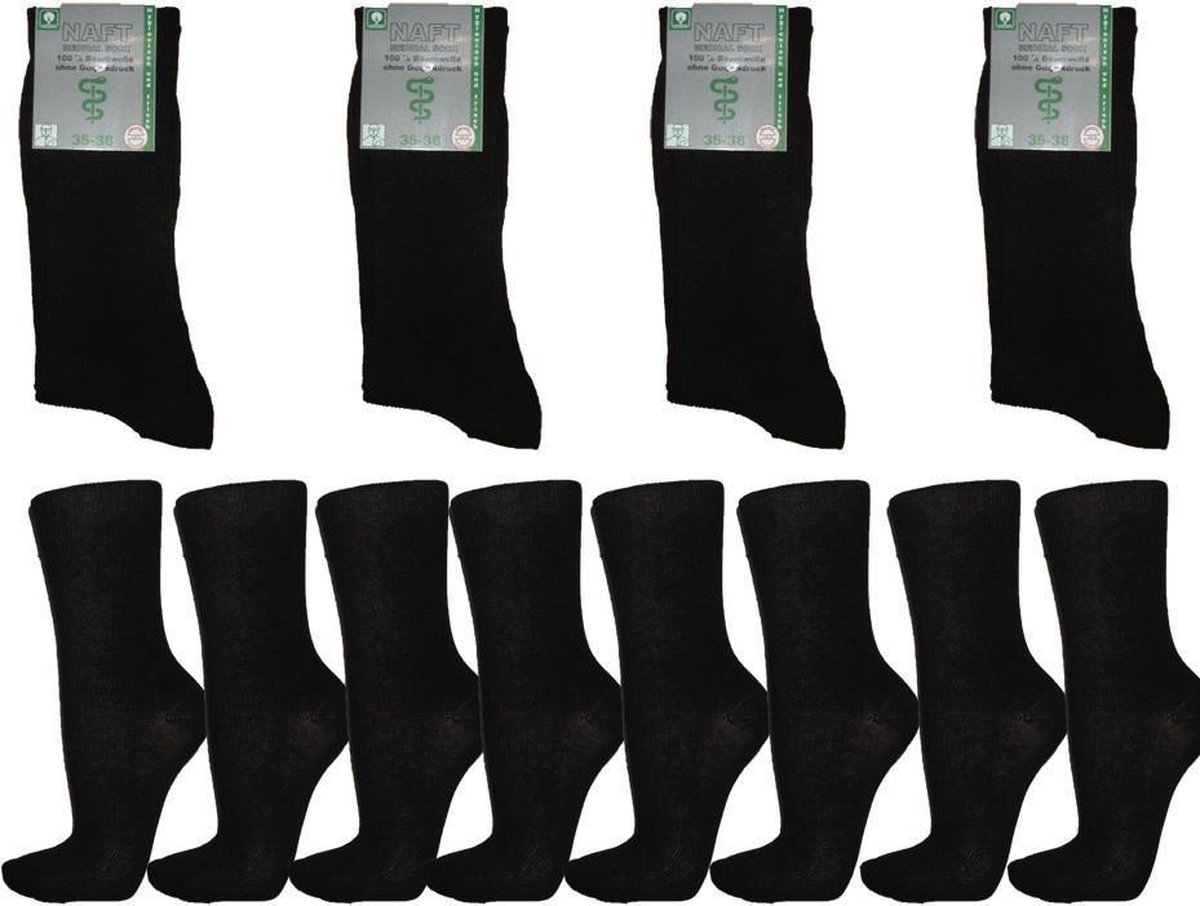 NAFT - Medische sokken zonder elastiek - 6 paar - Zwart - Maat 43/46 | bol.