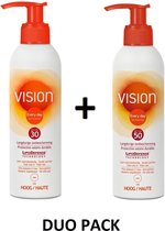 DUO PACK - 2 STUKS - Vision Every Day Sun Protection / ZON / WATERBESTENDIGE ZONBESCHERMING Pomp– SPF 50 + SPF 30– 200 ml (2 stuks totaal ) + Facial Tissue van Nuwero