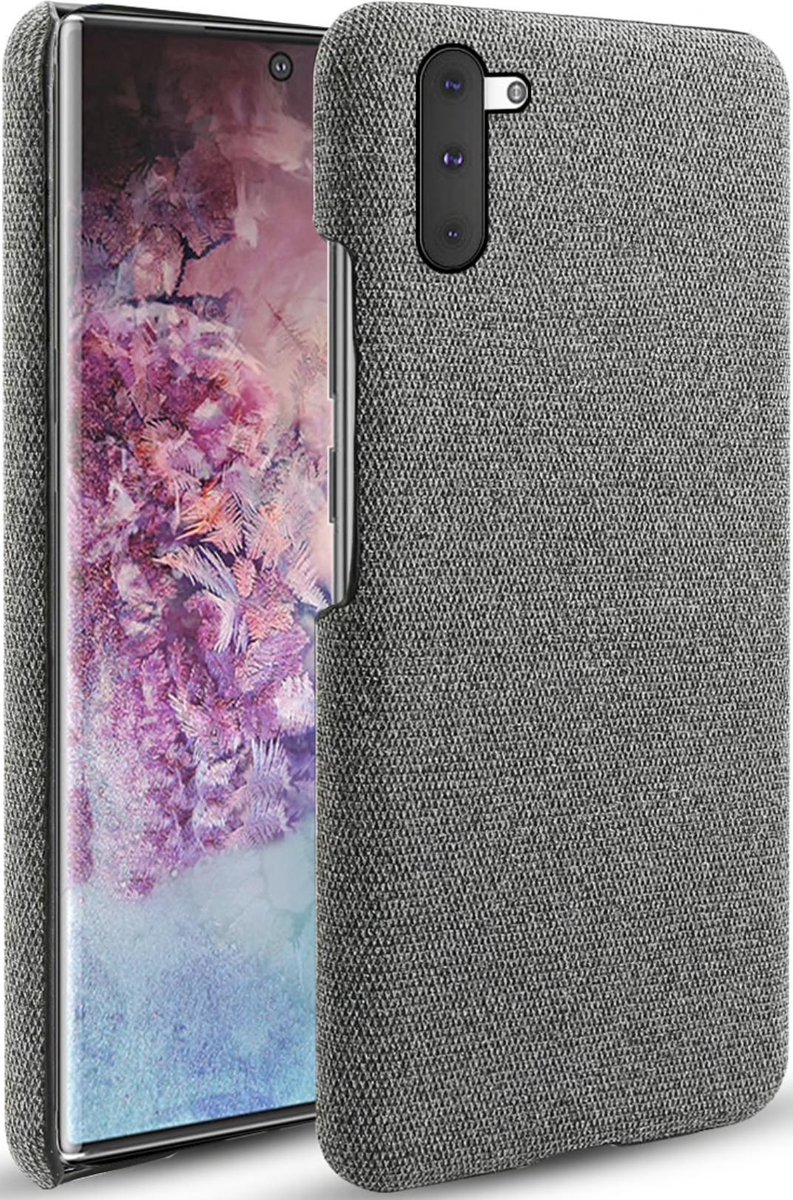 Geschikt voor Samsung Galaxy Note 10 back cover - Grijs - Stof textuur canvas