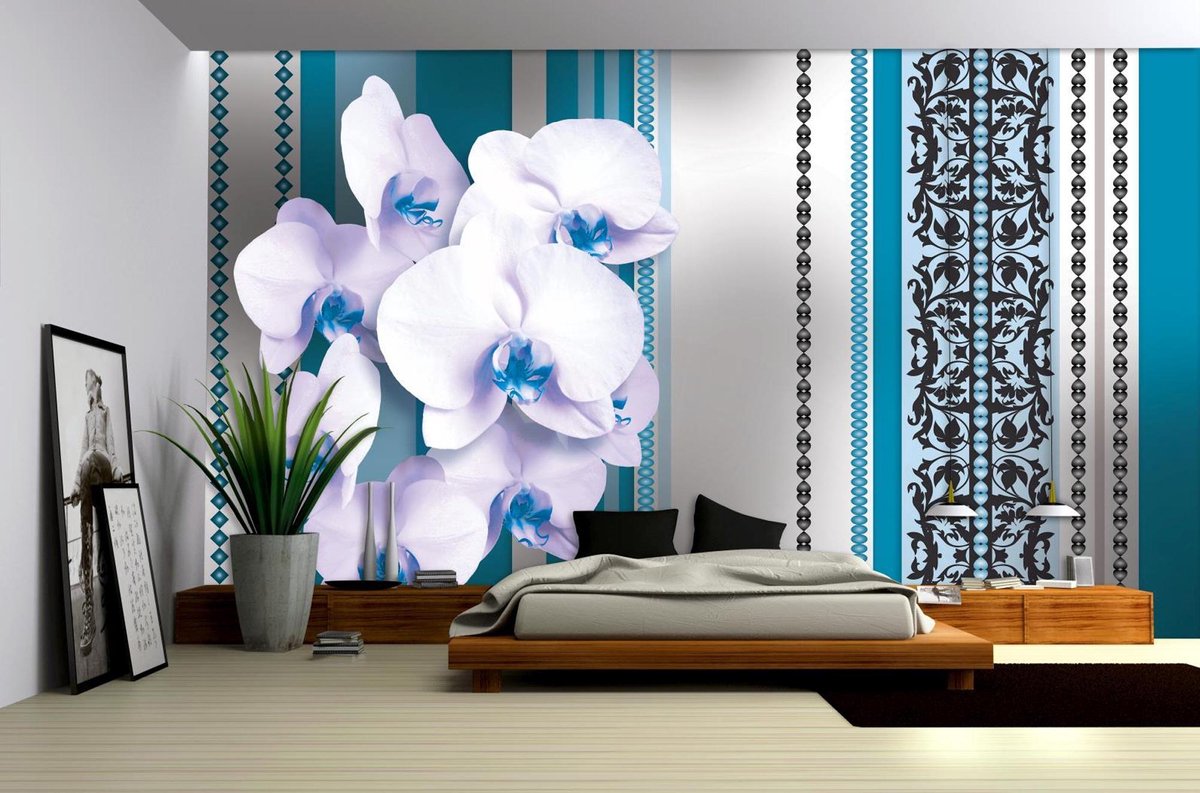 Poster | Turquoise , Wit | 104 x 70,5 cm