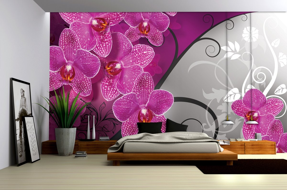 Flowers Floral Orchids Pattern Photo Wallcovering