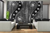 Abstract Swirl Design Black White Photo Wallcovering