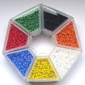 Nellie Snellen rocailles glaskraaltjes - 2mm -7 kleuren blauw/rood/groen/geel/oranje/wit/zwart kleine kraaltjes doosje-5