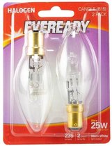 Eveready Halogeen Eco kaars B15D 20W (25W) Warm White 240V (2 stuks!)