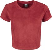 Ladies Cropped Peached Rib Tee burgundy