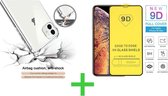 iPhone 11 pro Hoesje - Transparant Anti Shock verstevigd Achterkant Case Backcover + 2 Tempered 9D screenprotector Full Cover Bescherm Glas voor iPhone 11pro