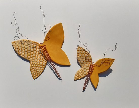 Wandobject muurdecoratie vlinders gellie van keramiek
