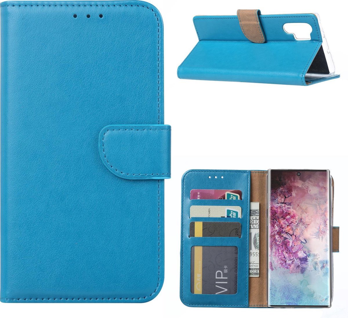 Bookcase Geschikt voor: Samsung Galaxy Note 10 Plus - Turquoise - portemonnee hoesje