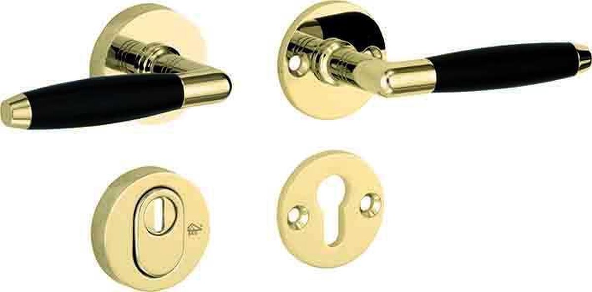 SKG3 kruk/kruk op rozet rechts Ton ebben/Elegant m/ KTB messing ongelakt