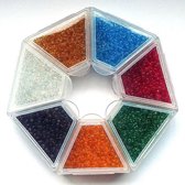 Nellie Snellen rocailles glaskraaltjes - 2mm -7 kleuren blauw/rood/groen/oranje/antraciet/wit/bruin kleine kraaltjes doosje-2
