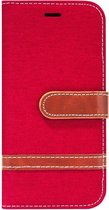 ADEL Kunstleren Book Case Portemonnee Pasjes Hoesje Geschikt voor iPhone 6/ 6S - Rood Stoffen Design