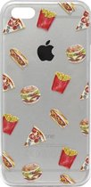ADEL Siliconen Back Cover Softcase Hoesje Geschikt voor iPhone 5/ 5S/ SE - Junkfood Pizza Patat Hotdog Hamburger