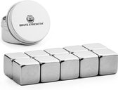 Brute Strength - Super sterke magneten - Vierkant - 10 x 10 x 10 mm - 10 stuks - Neodymium magneet sterk - Voor koelkast - whiteboard
