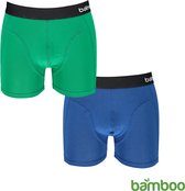 Bamboe Boxershort Heren Blauw / Groen 2-Pack -  M