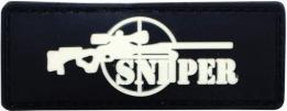 Sniper geweer militaire zwarte PVC patch embleem met klittenband