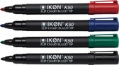 Ikon K50 merkstift flipchart, etui van 4 stuks in geassorteerde kleuren