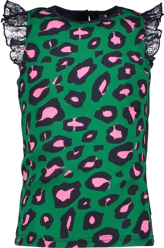 B.Nosy Meisjes T-shirt - Jade leopard - Maat 146/152