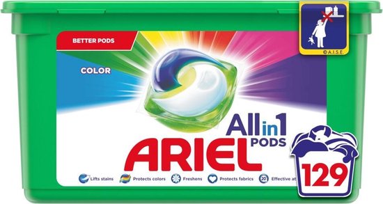 Ariel All in 1 Pods Kleur Wasmiddel - Kwartaalbox 3 x 43 Wasbeurten -  Wasmiddelcapsules | bol.com