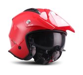 SOXON SR-401 Mono Rood - jethelm, scooter helm, motorhelm dames, heren met zonnescherm en vizier, hoofdomtrek 57 - 58cm M Medium