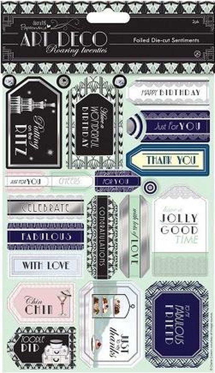 Docrafts: Art Deco Die-cut Sentiments Foiled (2pk)