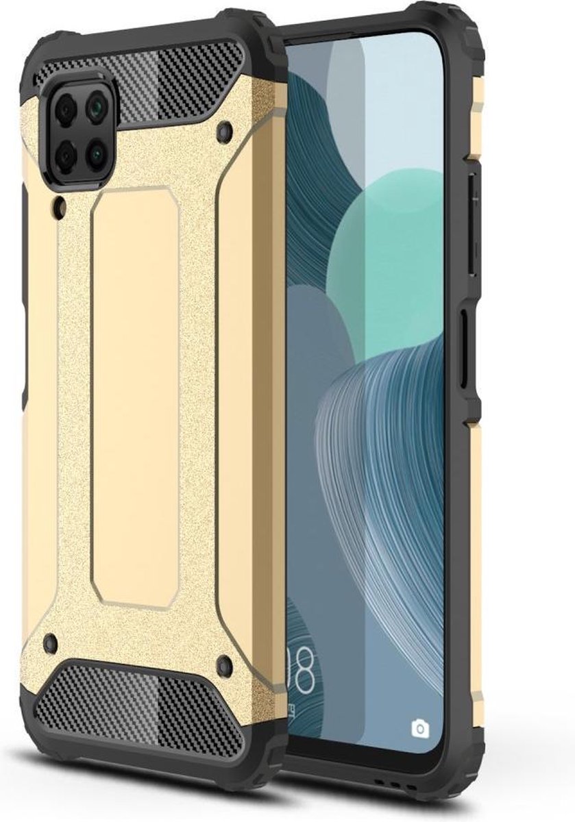 Armor Hybrid Back Cover - Geschikt voor Huawei P40 Lite Hoesje - Goud