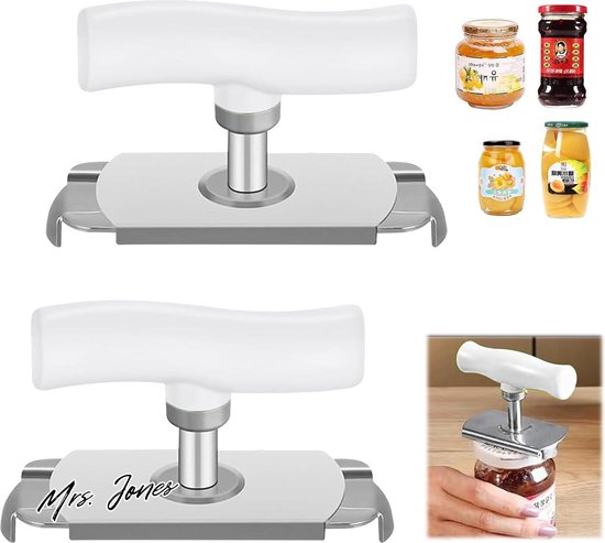 Flesopener voor senioren, blikopener met sluiting, 5-in-1 dekselopener, schroefglazen en 4-in-1 glasopener, schroefdekselopener, draaisluitopener, hulp bij zwakke handen bij artritis, 2 stuks