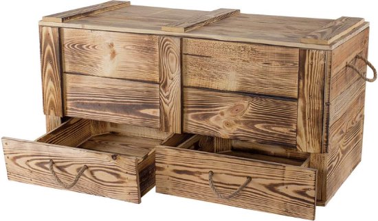 Dekenkist – Opbergkist Binnen – Zitbank Met Opbergsysteem – Houten Kist Met Deksel – Speelgoedkist Voor Kinderen – Voor Slaapkamer & Woonkamer – Met Lade's - Bruin