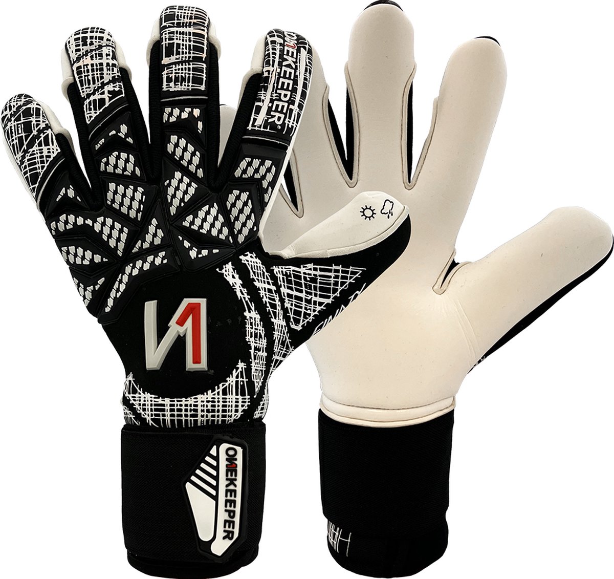 ONEKEEPER - Finaty Wit / Zwart - Keepershandschoenen - Maat 11 - Elastische band - Contact Foam - Slim Fit