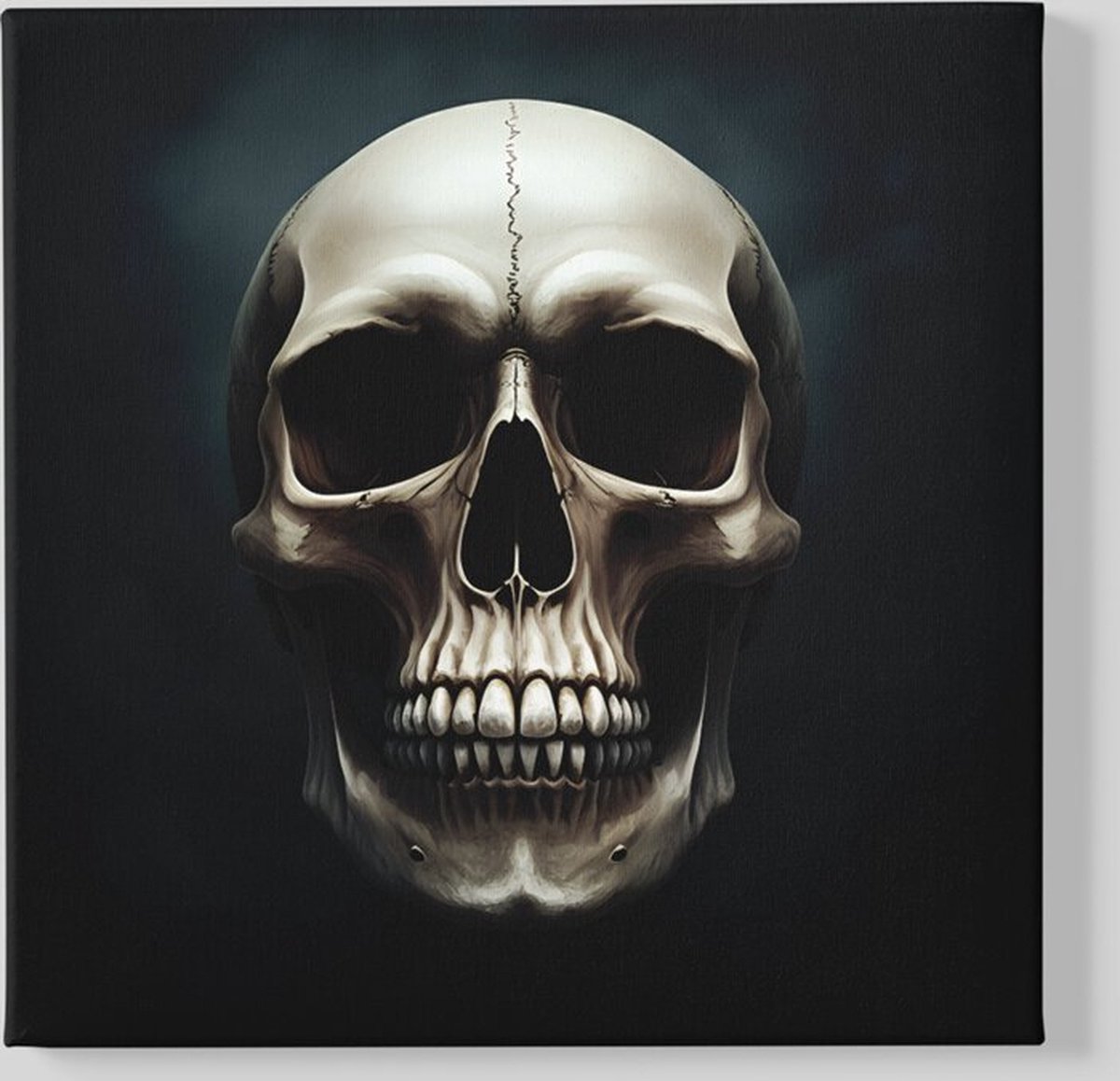 Trendex Global Vierkant Schilderij - Schedel - Grijs - Zwart - 100x100x2 cm