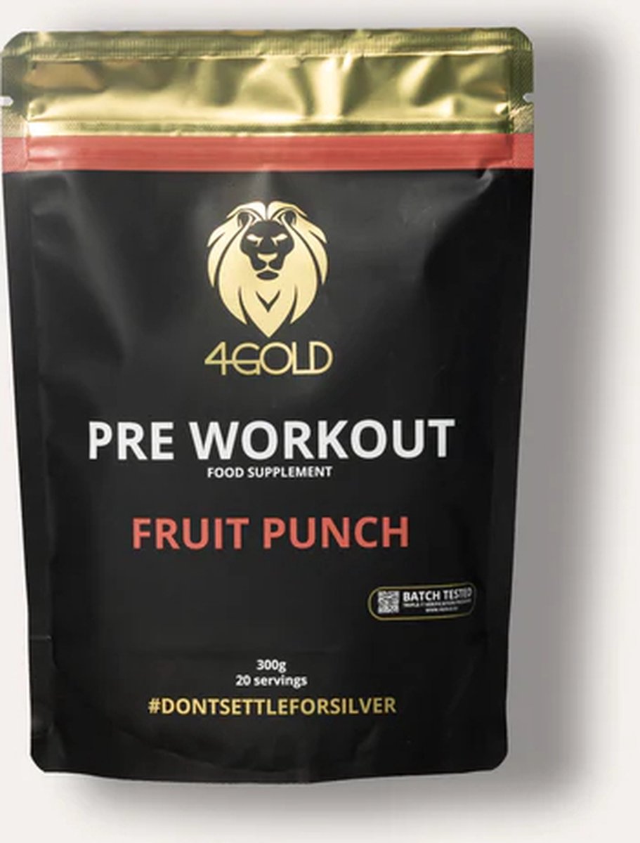 Goedkoopste 4GOLD Pre Workout - Fruit Punch smaak (300gram) / Sportvoeding - Energy drink voor sport