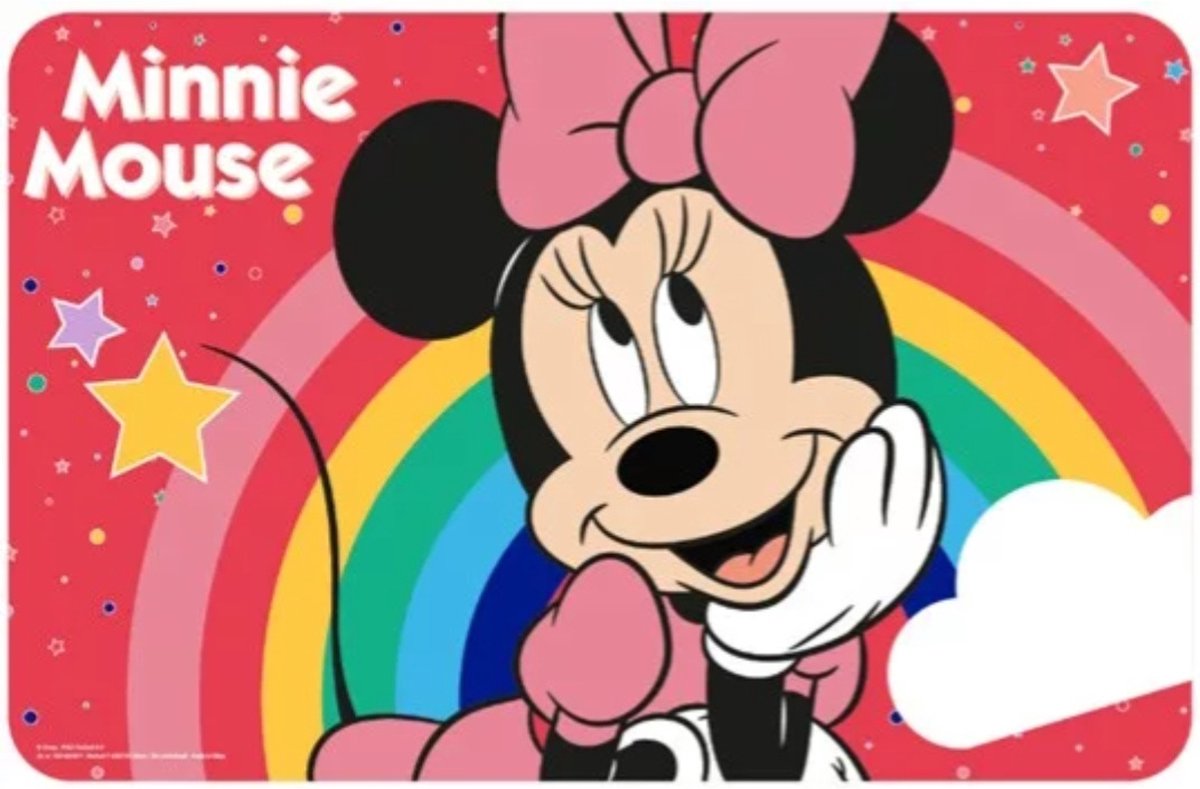 Minnie Mouse regenboog en sterren placemat - onderlegger 43 x 28 cm multicolor