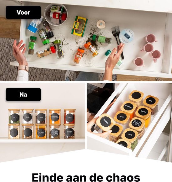 Kruidenpotjes Set Bamboe (25 stuks), Kruiden Organiseren met Labels