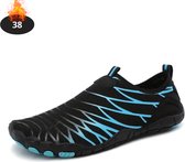 Nivard Waterschoenen Voor Kinderen & Volwassenen - Aqua Shoes - Aquaschoenen - Afzwemschoenen - Zwemles Schoenen - Zwart/Blauw - 38