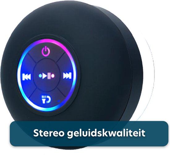 Waterdichte Mini Speaker - Bluetooth Douche Speaker - Waterdichte LED Luidspreker Voor De Douche - Draadloze Mini Speaker - Handsfree Bellen - Douchespeaker - Met Zuignap - Zwart van Merkloos — afbeelding 3