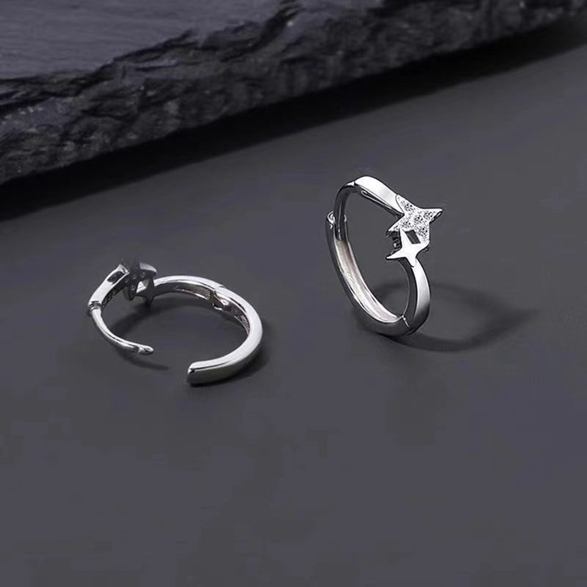 dames oorringen met zirkonia- sterren klapoorringen-12mm