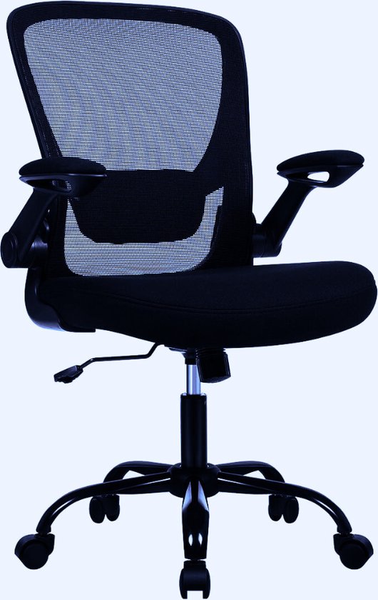 HOMCOM Bureaustoel Ergonomische Bureaustoel Met Opklapbare Armleuningen Verstelbare Lendensteun Zwart~20kdr8k1hsg01