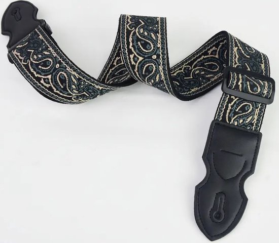 Foto: P p professionele verstelbare stevige gitaarband guitar strap band luxe gitaarriem bas elektrische akoestische gitaar blauw groen beige