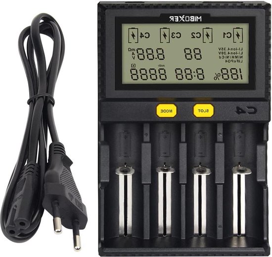 XTAR VC8 Plus processor oplader voor 8 x Li-Ion en NiMH-accu's, universele accu, 18650 lader, 8 sleuven LCD-scherm met EU-oplader