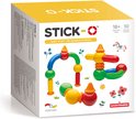 Doos van Stick-O Basic 10 set met afbeeldingen van opgebouwde magnetische speelgoedfiguren.