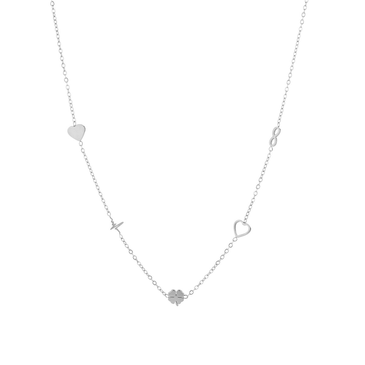 Minimalistische ketting met figuurtjes - Michelle Bijoux - Zilveren ketting - Zilver - Stainless Steel (verkleurt niet!) - Waterproof necklace - Kerst cadeau - Sinterklaas cadeau - Kerst - Moederdag - Valentijn - Party - Nikkel vrij
