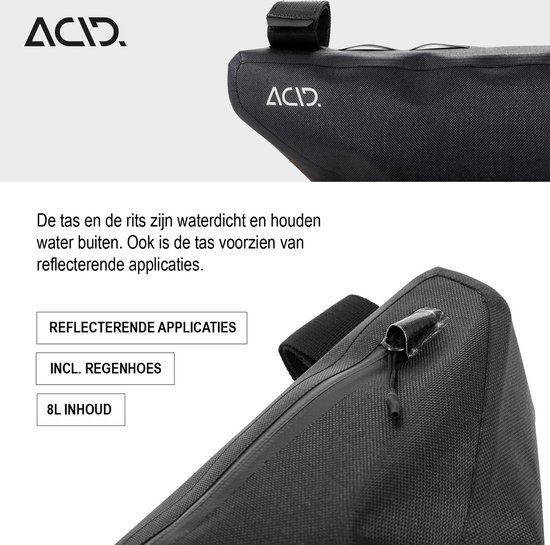ACID Fietstas Frametas 4 - Waterbestendig - Inh. 4L - Polyester - One Size - Afmetingen 36 x 30 x 36 cm - Zwart van ACID — afbeelding 2