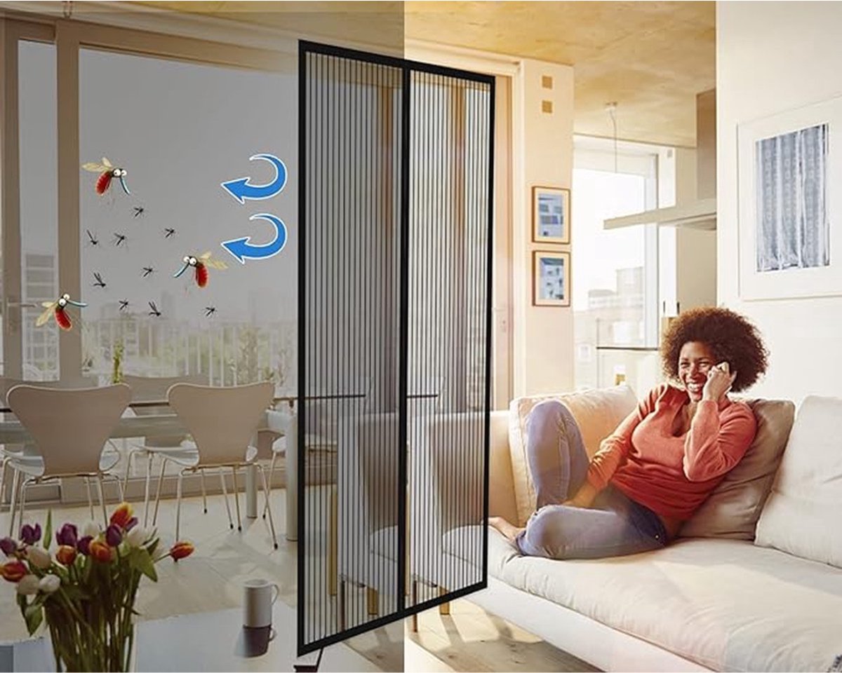 Magnetisch Vliegengaas 75x220cm(30x87inch) Personaliseerbaar Horrengordijn Eenvoudig Te Monteren Zonder Boren voor Balkondeur, Kelderdeur en Terrasdeur, Grijs