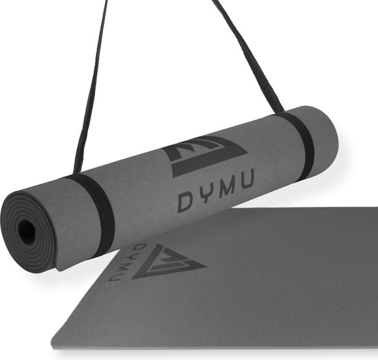 Dymu Yoga Mat – Zwarte Anti-Slip Fitness Mat, Extra Groot (190 cm) – Sportmat voor Yoga, Pilates en Oefeningen