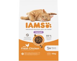 Iams Cat Adult Hairball Kip - Kattenvoer - 10 kg